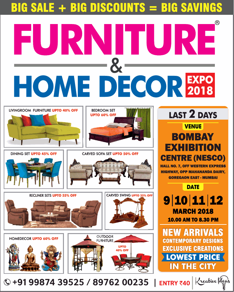 Furniture And Home Decor Expo 2018 Last 2 Days Venue Bombay