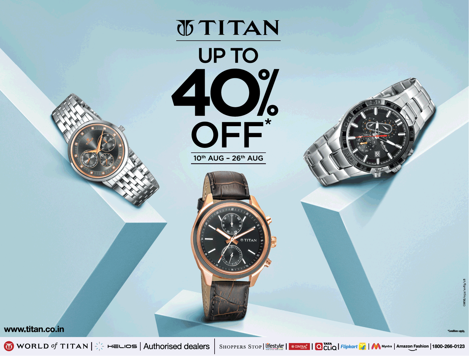 Titan Watches Upto 40% Off Print Ad - Advert Gallery