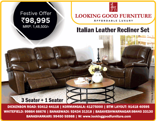 Looking Good Furniture Italian Leather Recliner Set Ad In Times Of