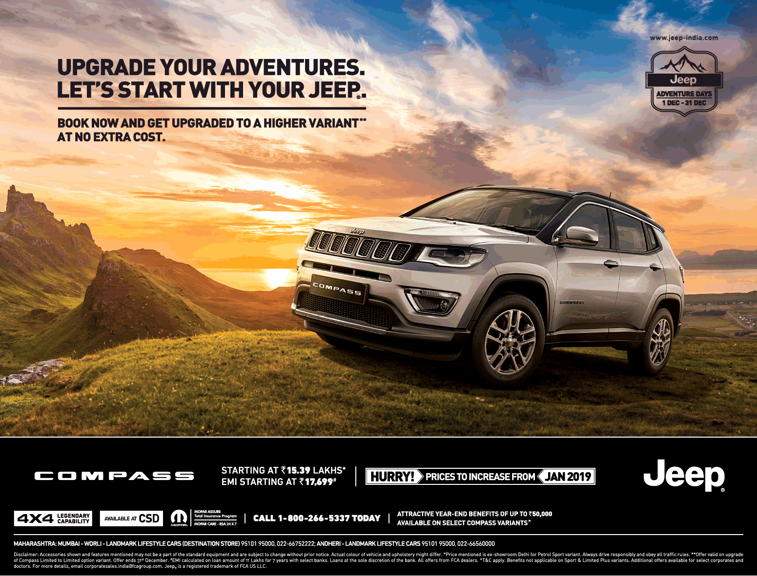 Jeep Car Compass Upgrade Your Adventures Ad in Times of India Mumbai